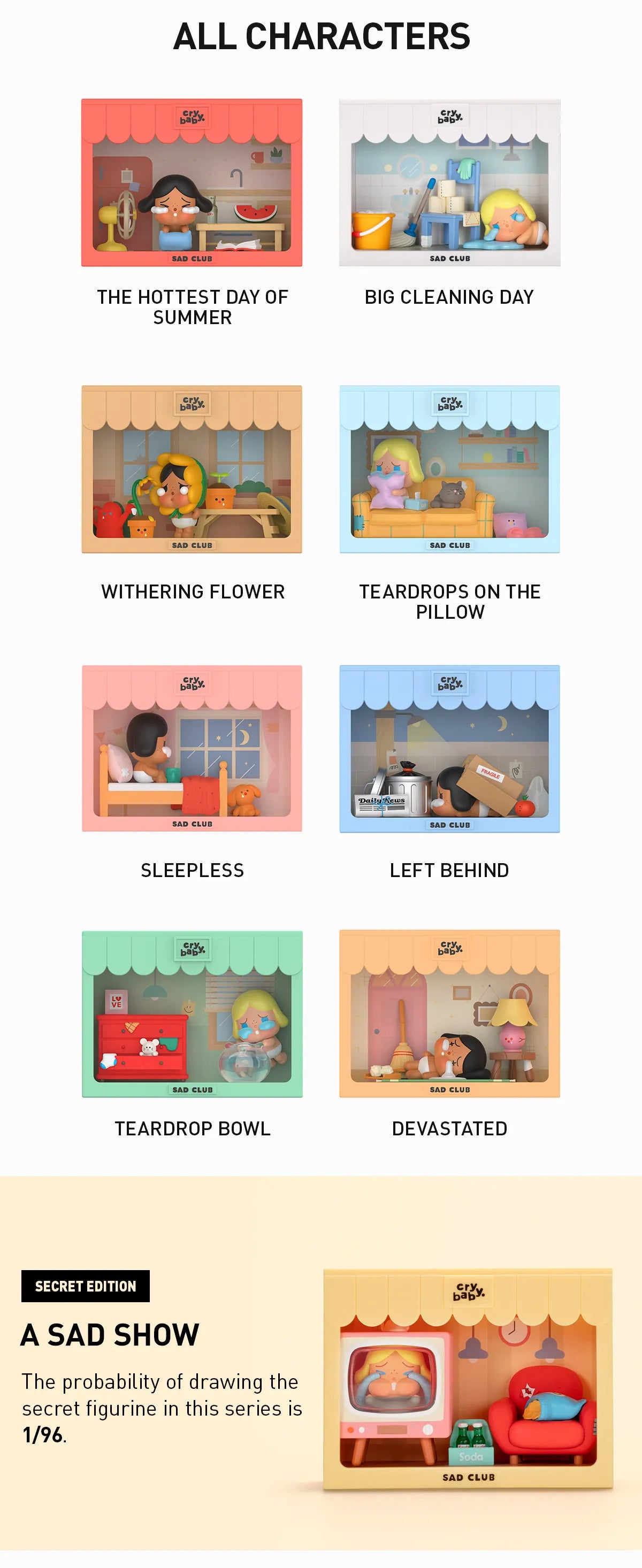 POP MART CRYBABY Sad Club Series Scene Sets Blind Box