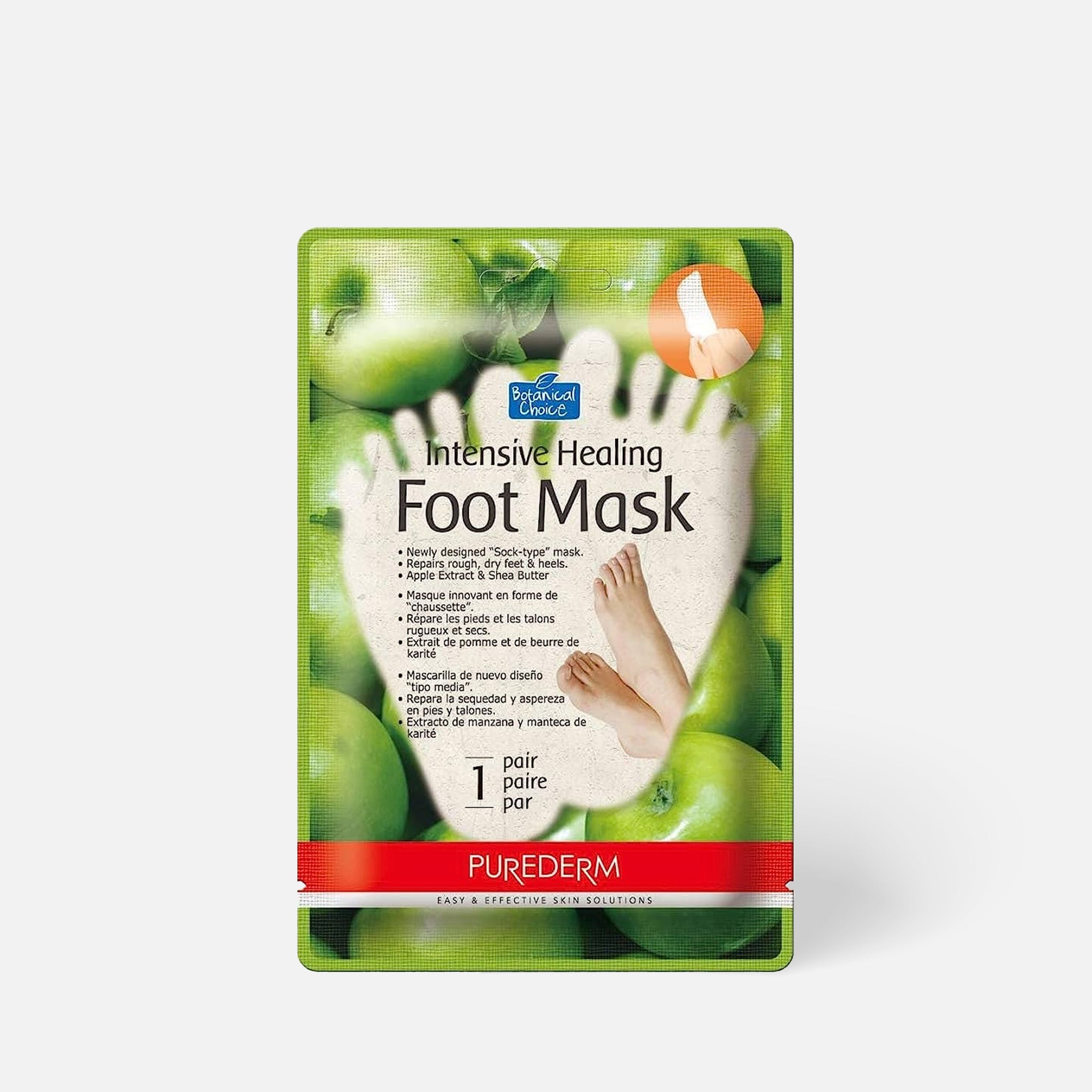 PUREDERM 密集修护足膜 苹果 1对
