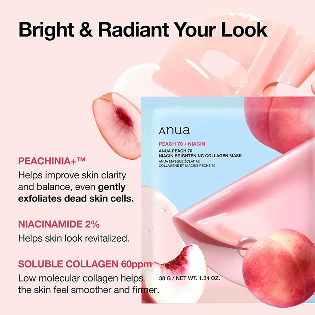 Anua Peach 70+ NIACIN Collagen Mask 4 pcs