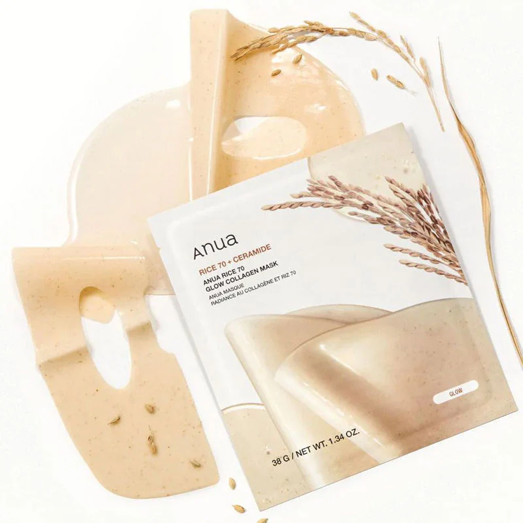 Anua Rice 70+ Ceramide Glow Collagen Mask 4 pcs