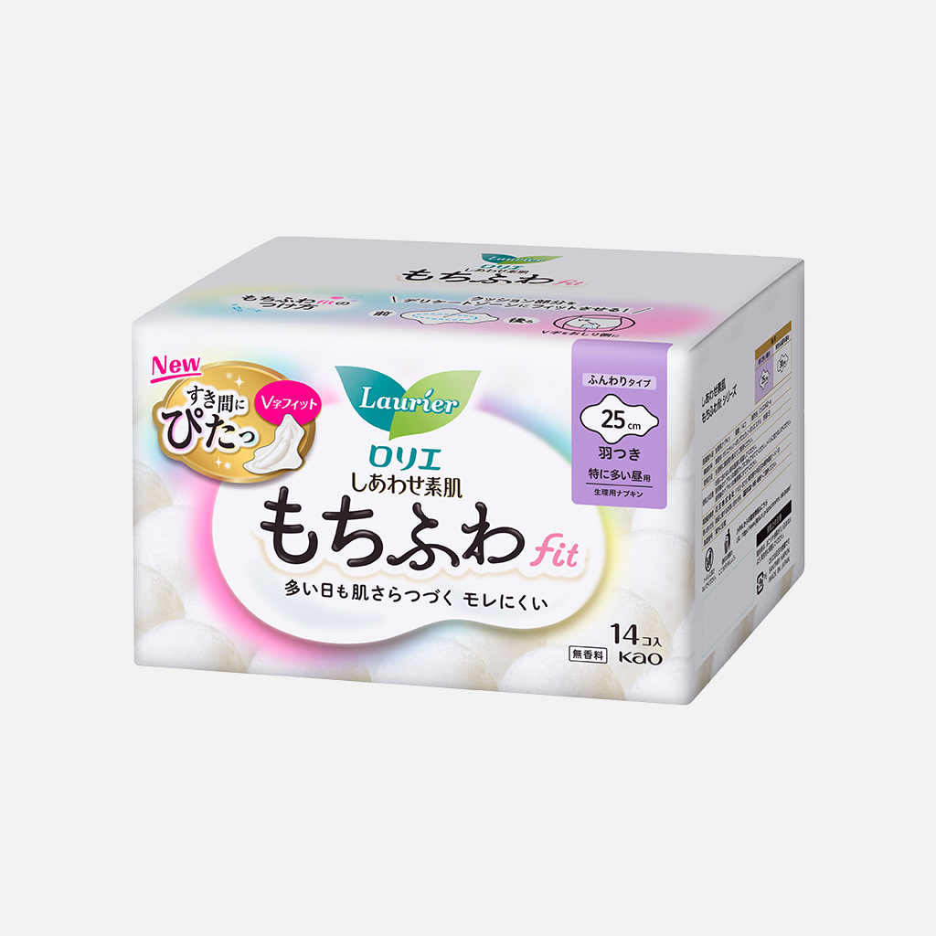 Kao Laurier Sanitary Pads Fluffy Fit 25cm 14pcs