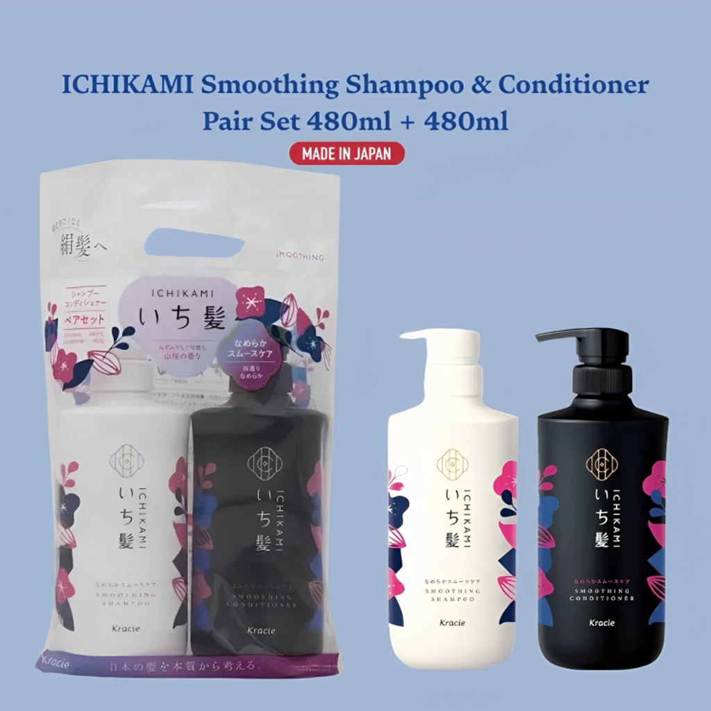 Kracie Ichikami Shampoo & Conditioner Pair Set (Smooth Care) 480 ml+480 g