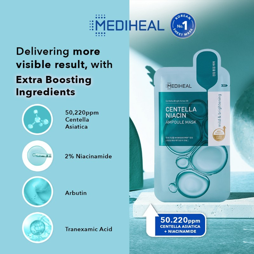MEDIHEAL Centella Niacin Ampoule Mask 10 pcs
