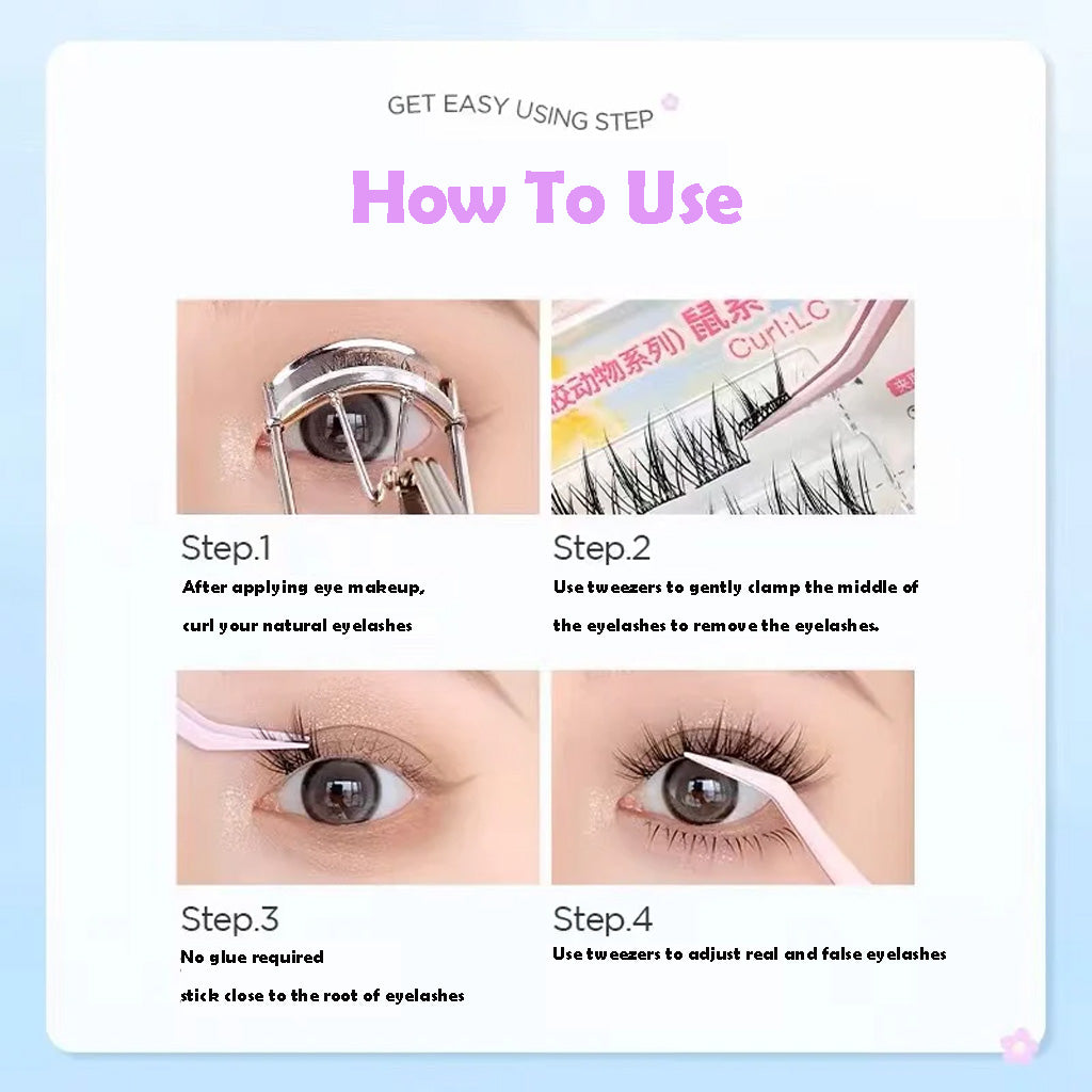 MR.WISH False Eyelashes Glue Free Animal Series Swan Eye