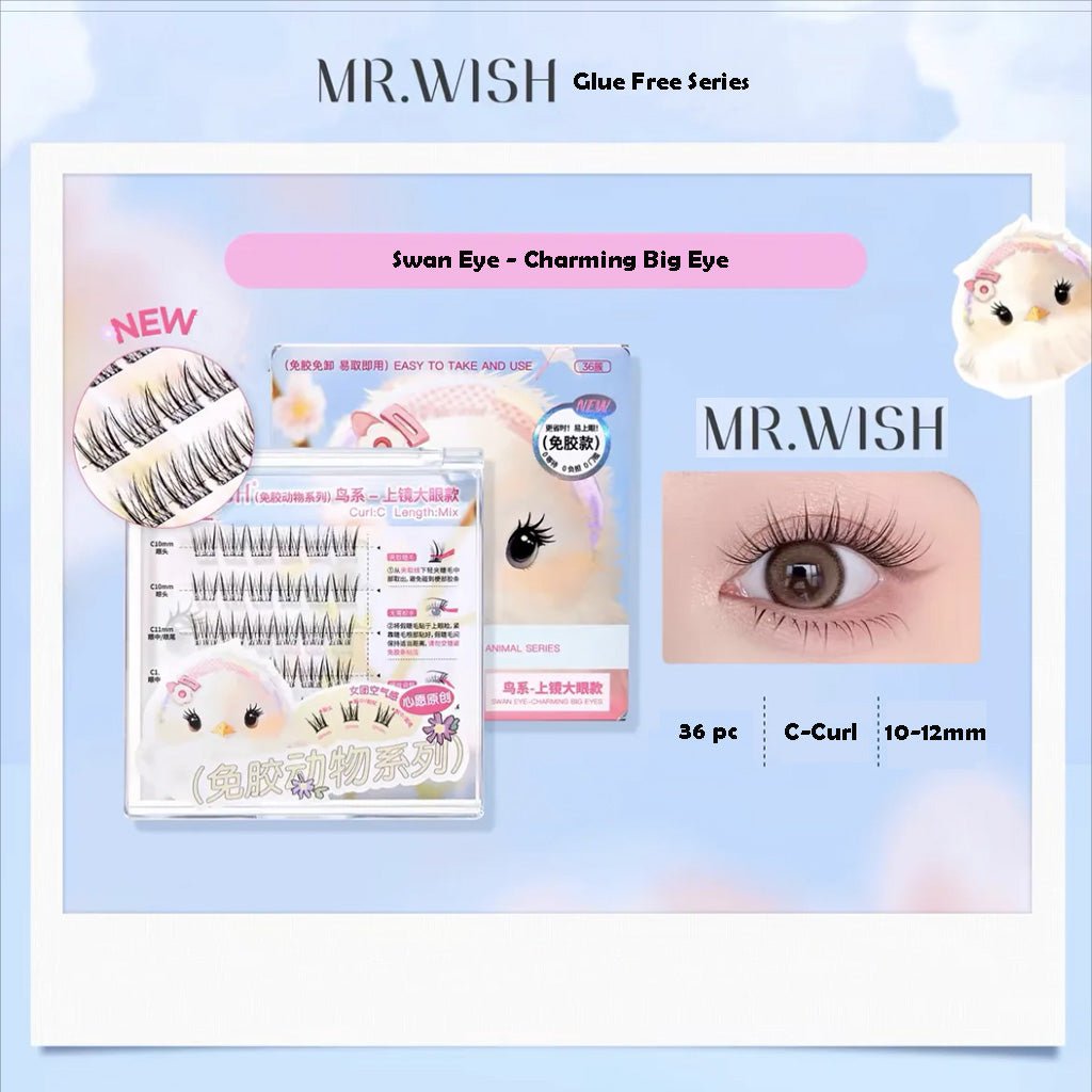 MR.WISH False Eyelashes Glue Free Animal Series Swan Eye
