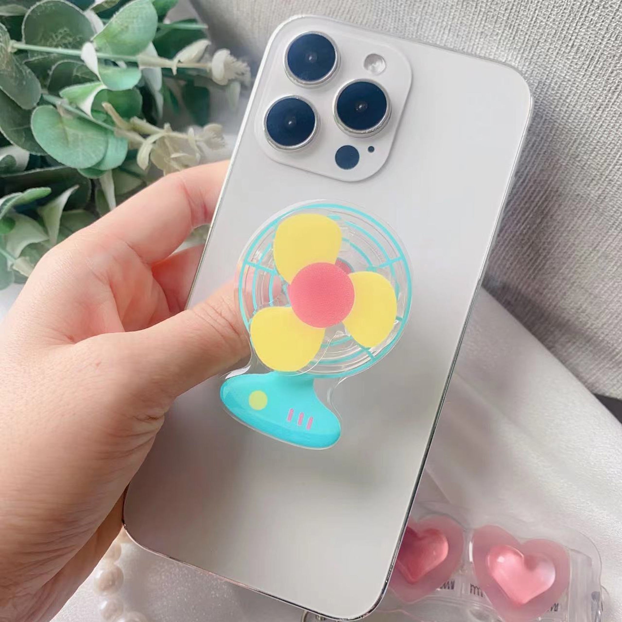 3D Rotating Mini Fan Phone Grip Stand Holder