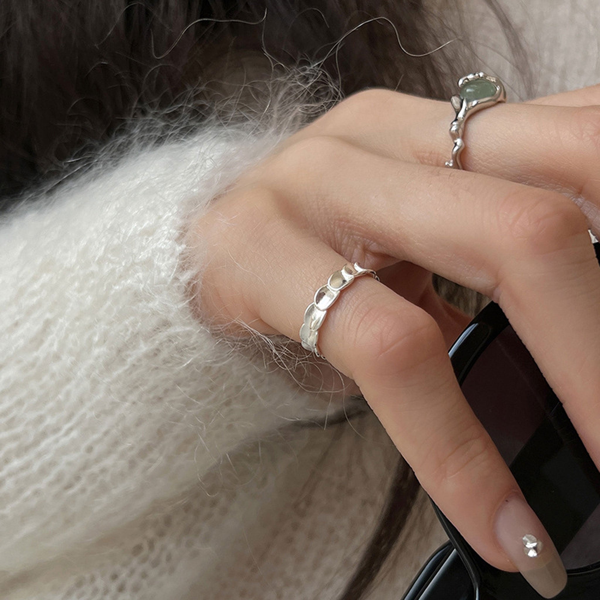 Geometric Fish Scale Tail Ring