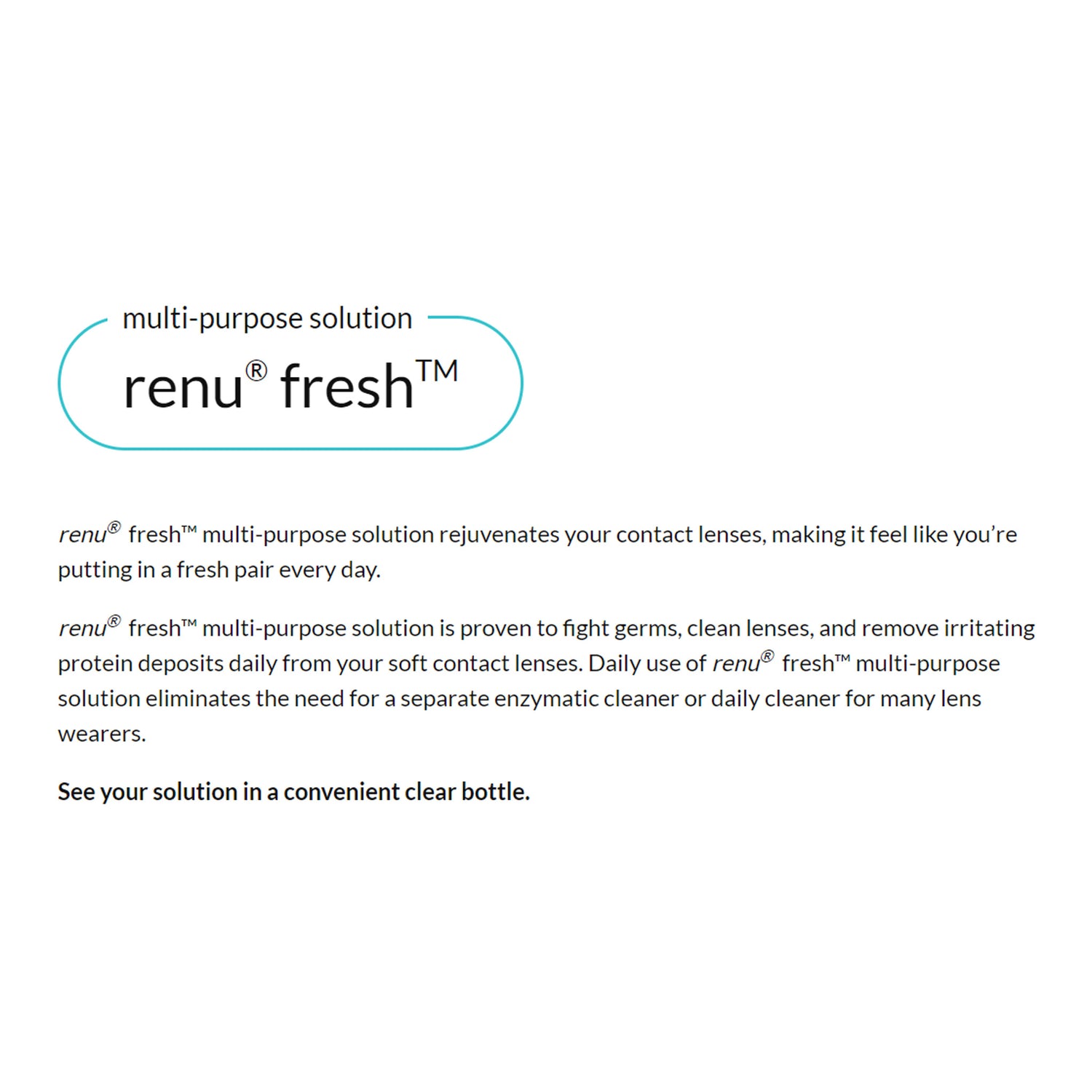 Bausch &amp; Lomb Renu Fresh Multi Purpose Contact Solution 60ml