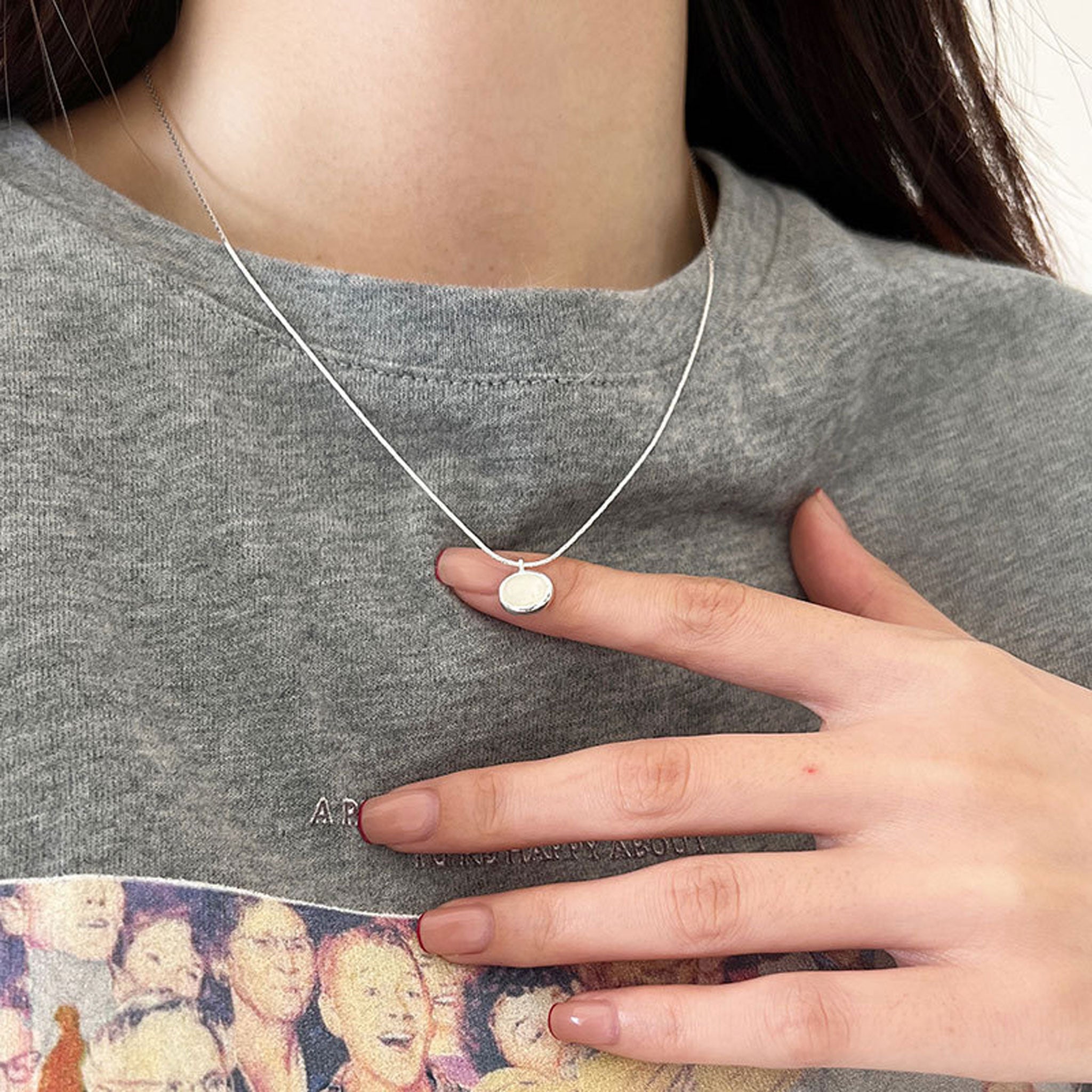 Simulated White Jade Collarbone Necklace