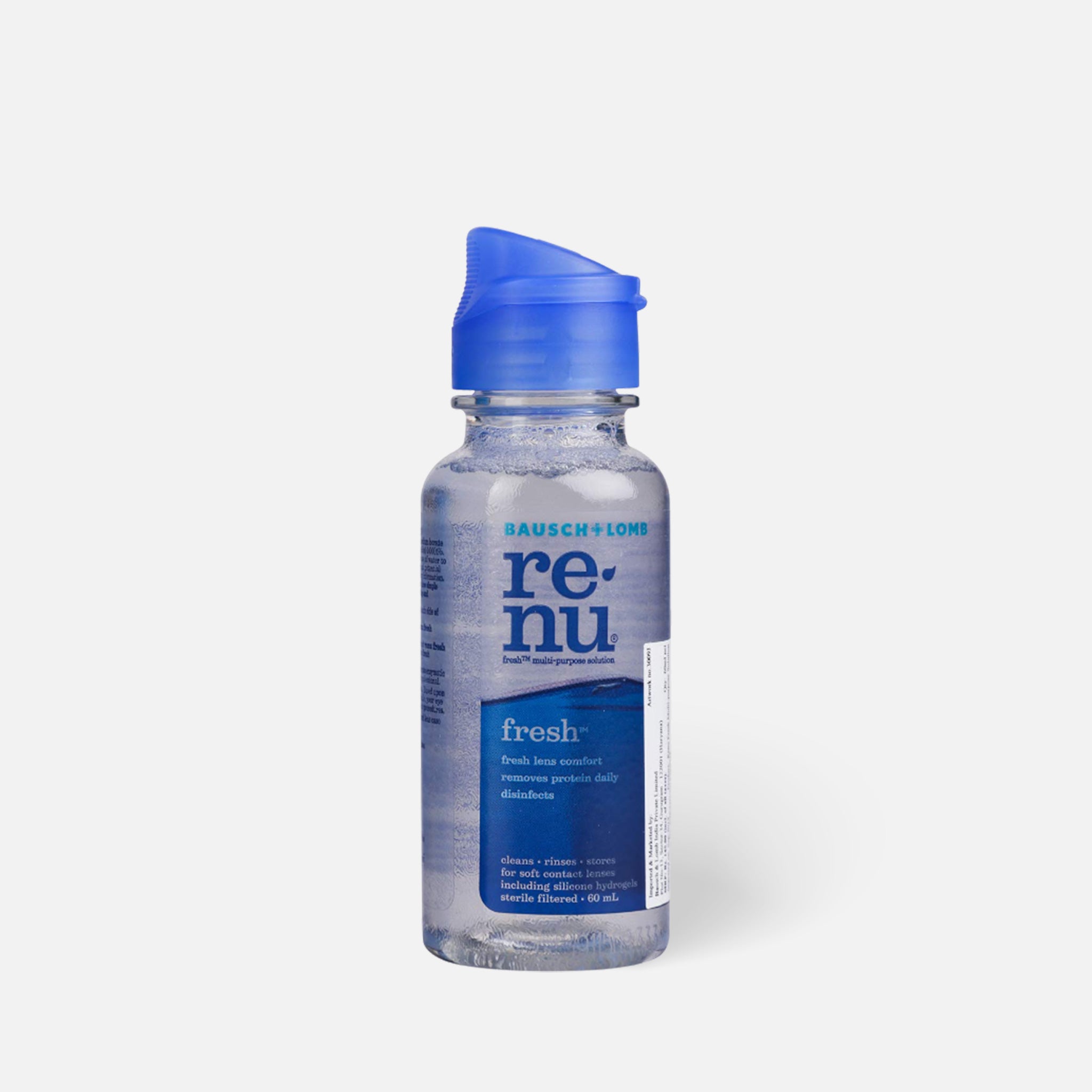 Renu Fresh Multi-Purpose Solution for cleaning, hydrating, and protecting soft contact lenses.