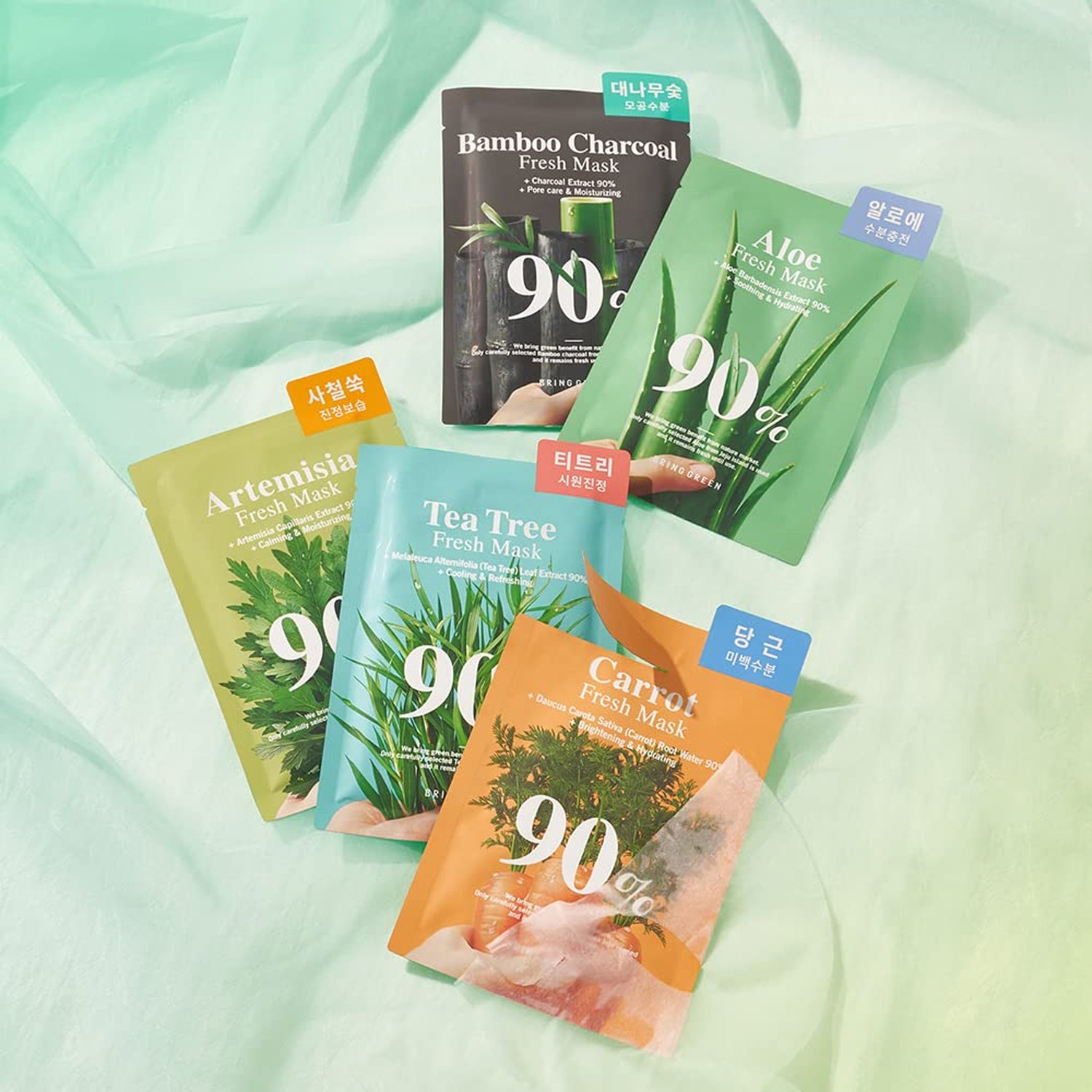 BRING GREEN 芦荟 90%植物精粹新鲜面膜 10pcs