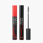 Curl-enhancing mascara with flat and spherical powders for voluminous lashes