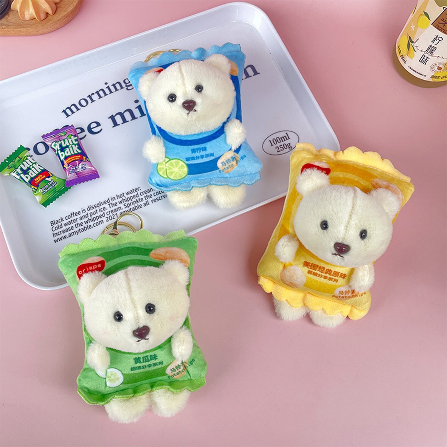 Cartoon Plush Potato Chip Bear Keychain