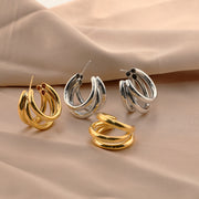 Multi-Layered Circular Gold Earrings