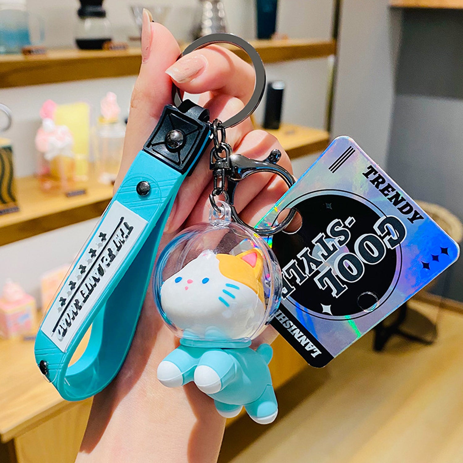 Cute Cartoon Astronaut Cat Keychain