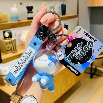 Cute Cartoon Astronaut Cat Keychain