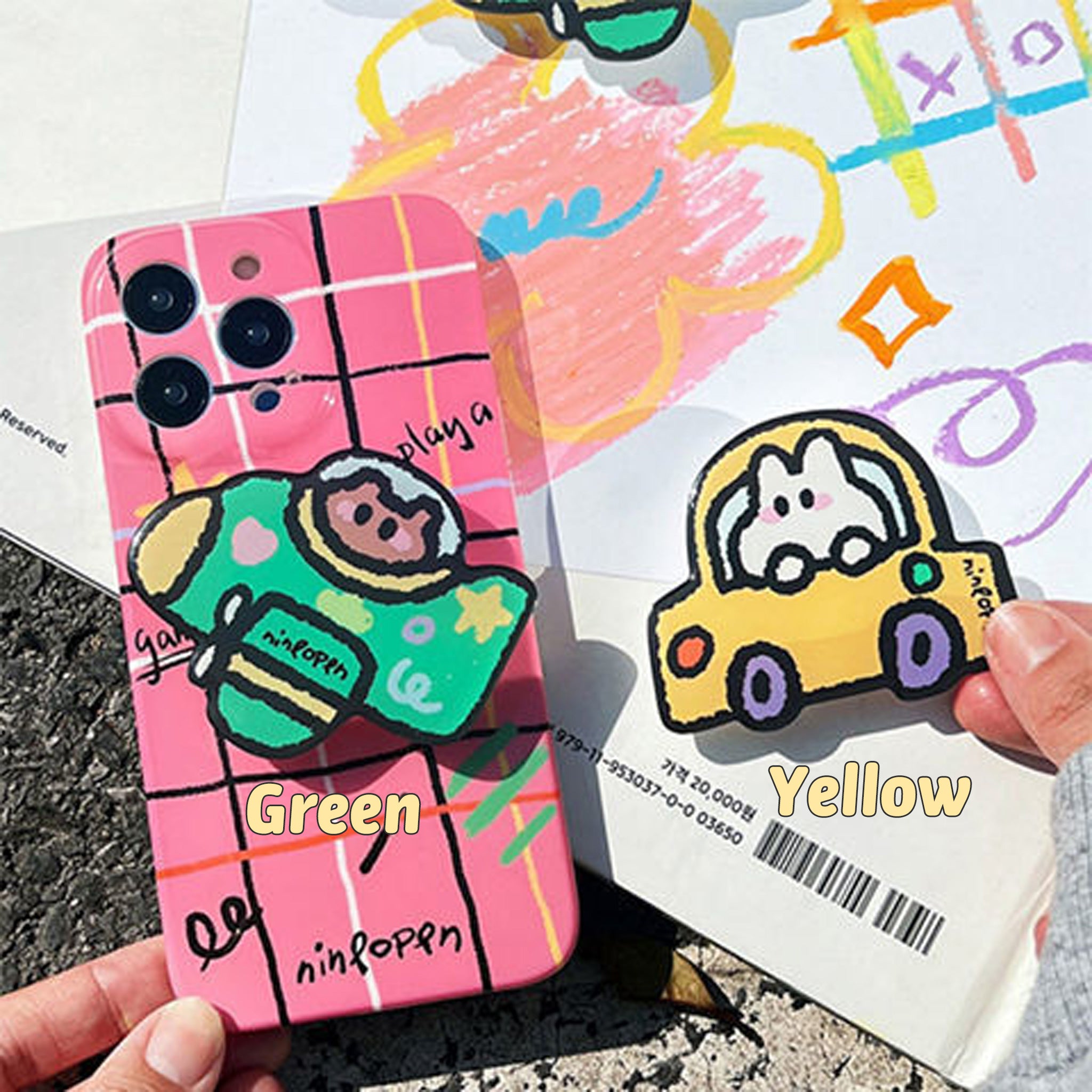 Cute Cartoon Phone Case with Phone Grip Stand Holder