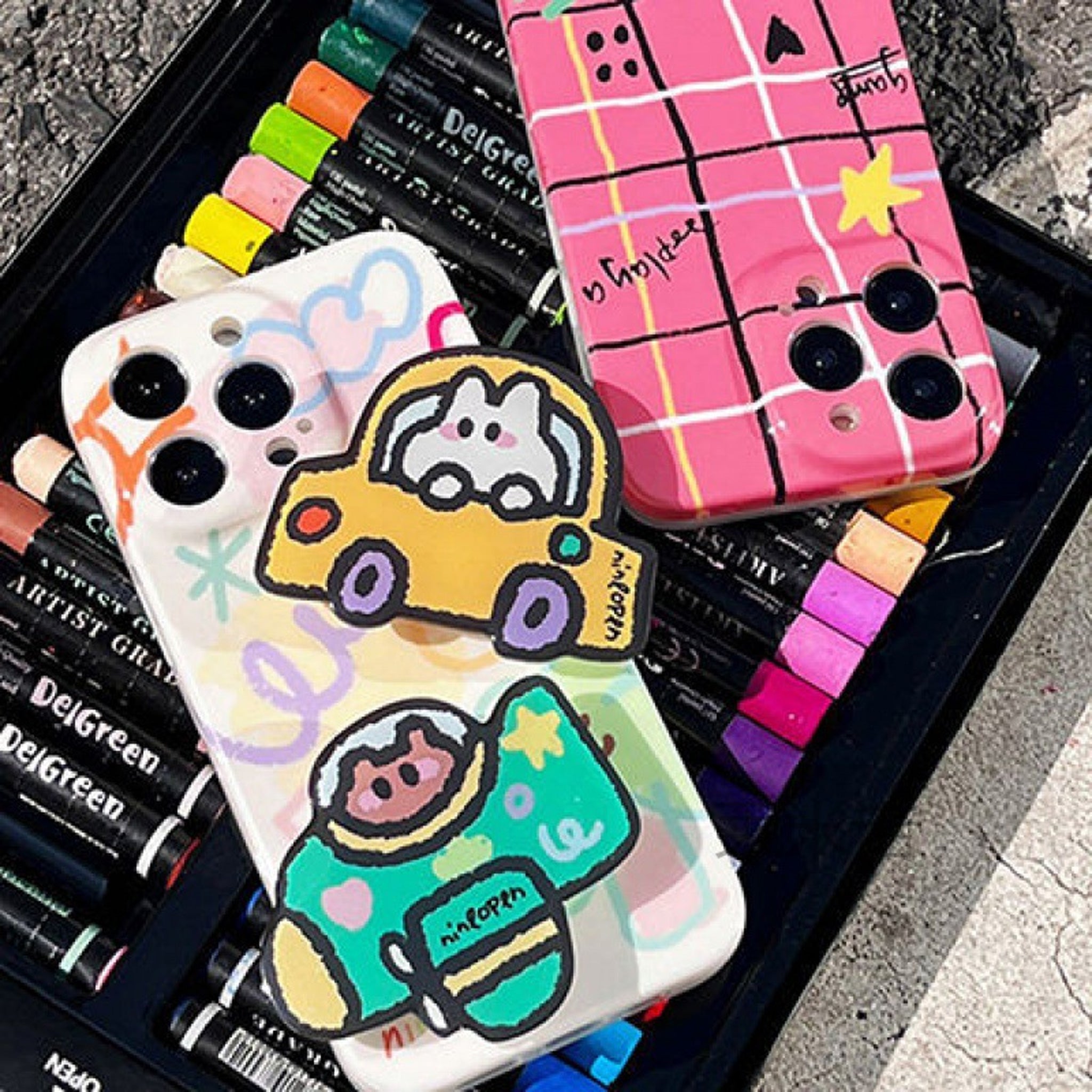 Cute Cartoon Phone Case with Phone Grip Stand Holder