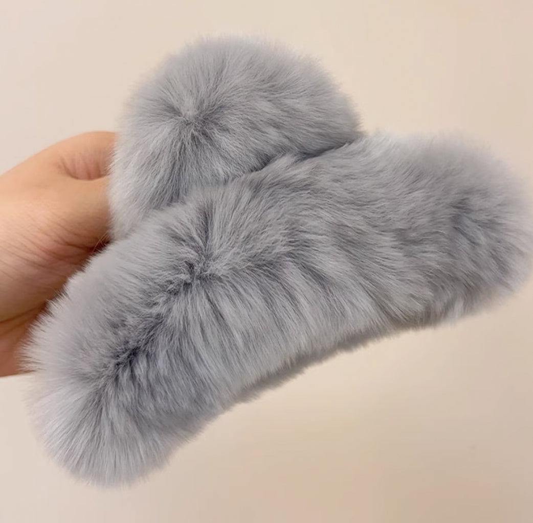 Faux Fur Plush Large Hair Claw Clip