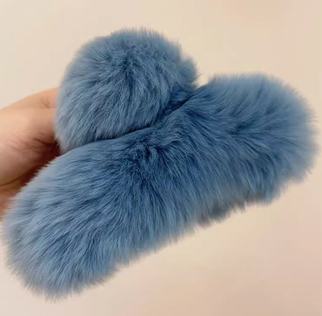 Faux Fur Plush Large Hair Claw Clip