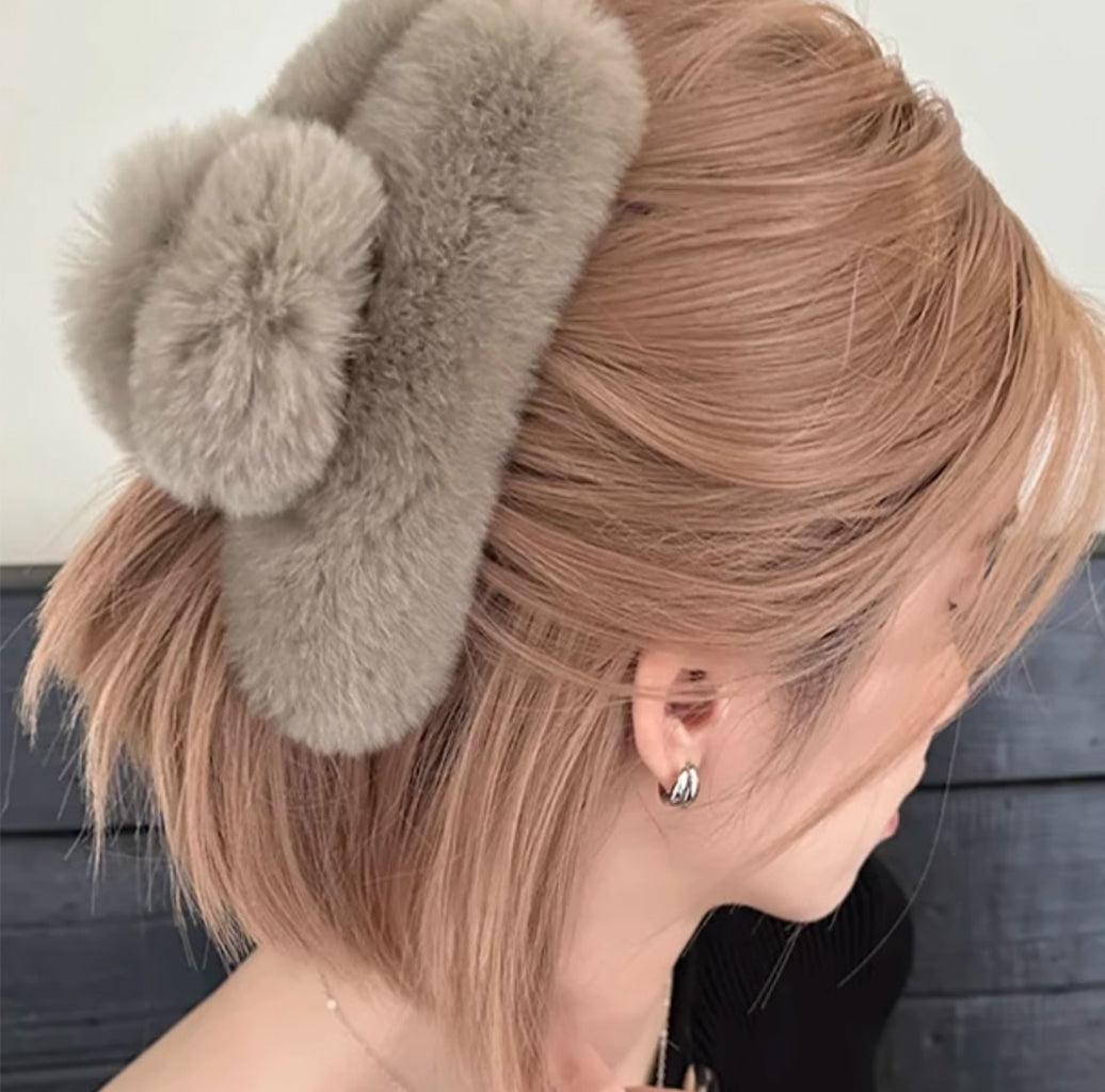 Faux Fur Plush Large Hair Claw Clip