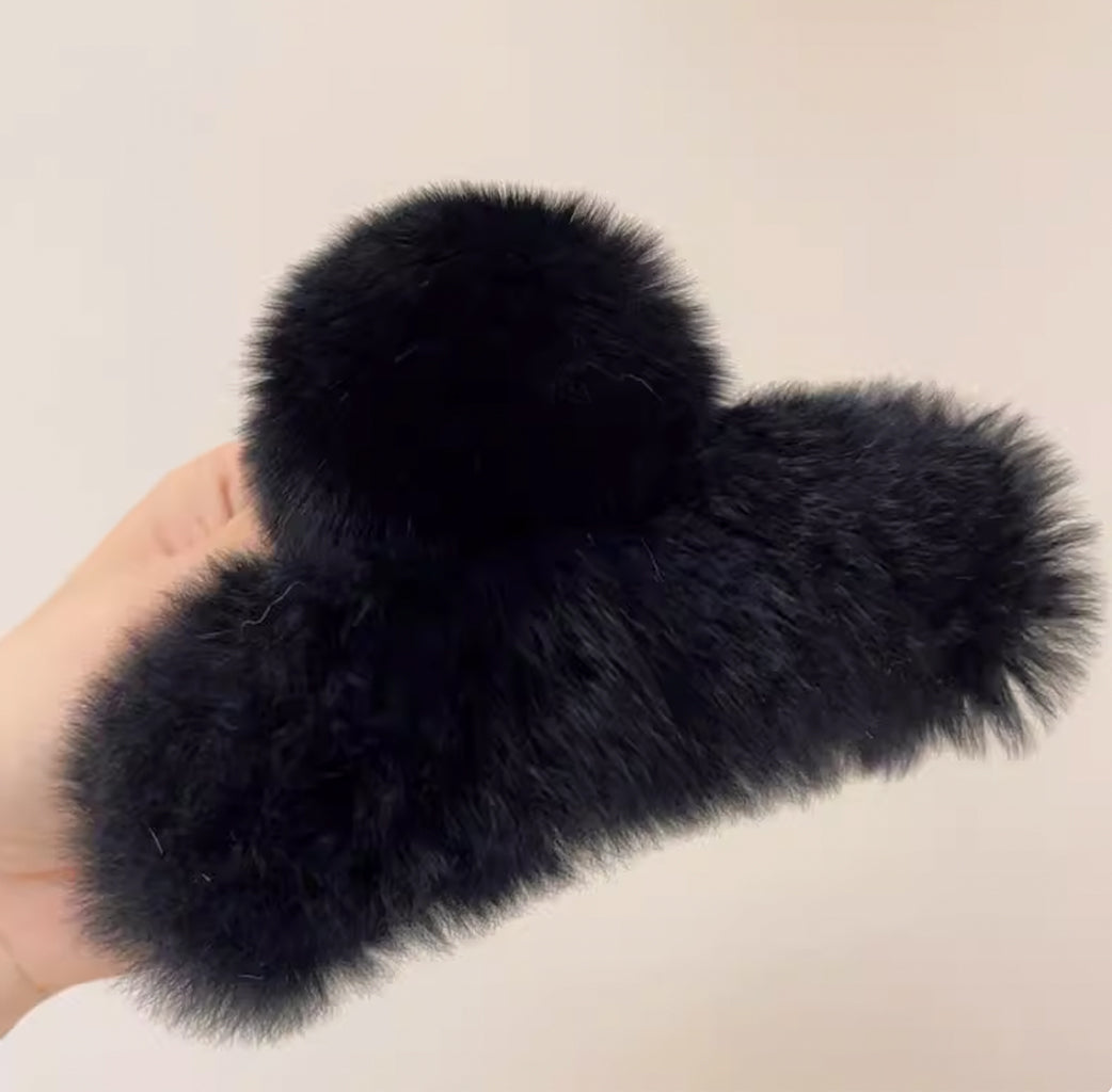 Faux Fur Plush Large Hair Claw Clip