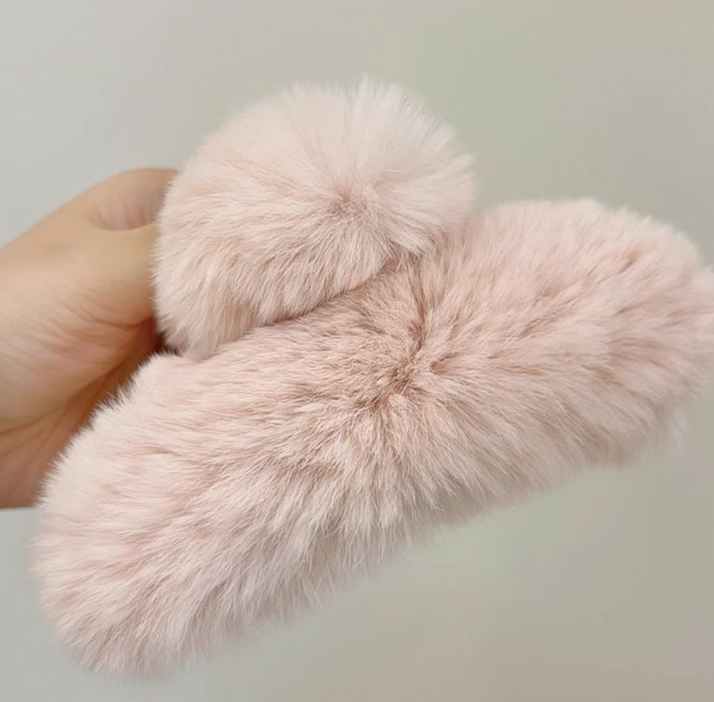 Faux Fur Plush Large Hair Claw Clip