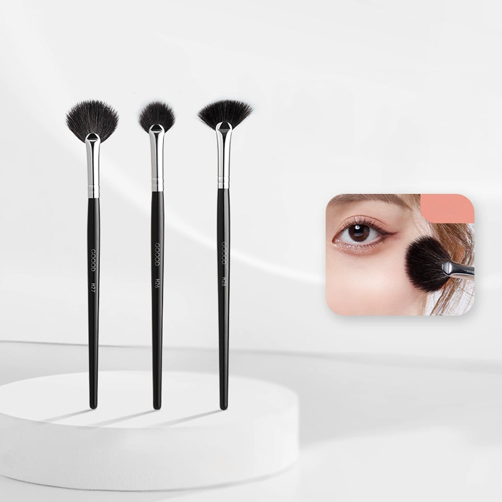 It is a specialized makeup brush designed for precise application of highlighter to accentuate the high points of your face.