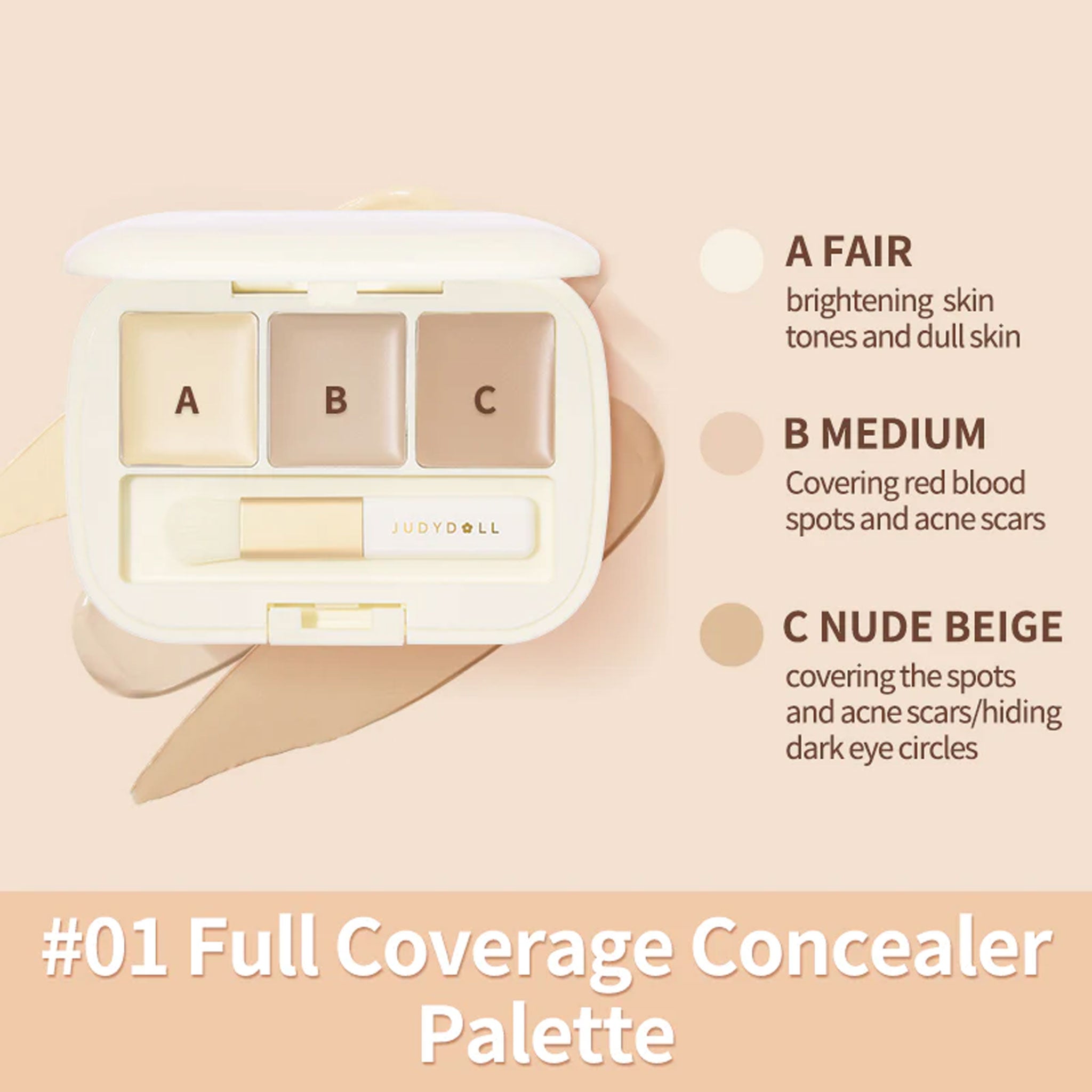 JUDYDOLL Three-Shades Concealer Palette 2.7g