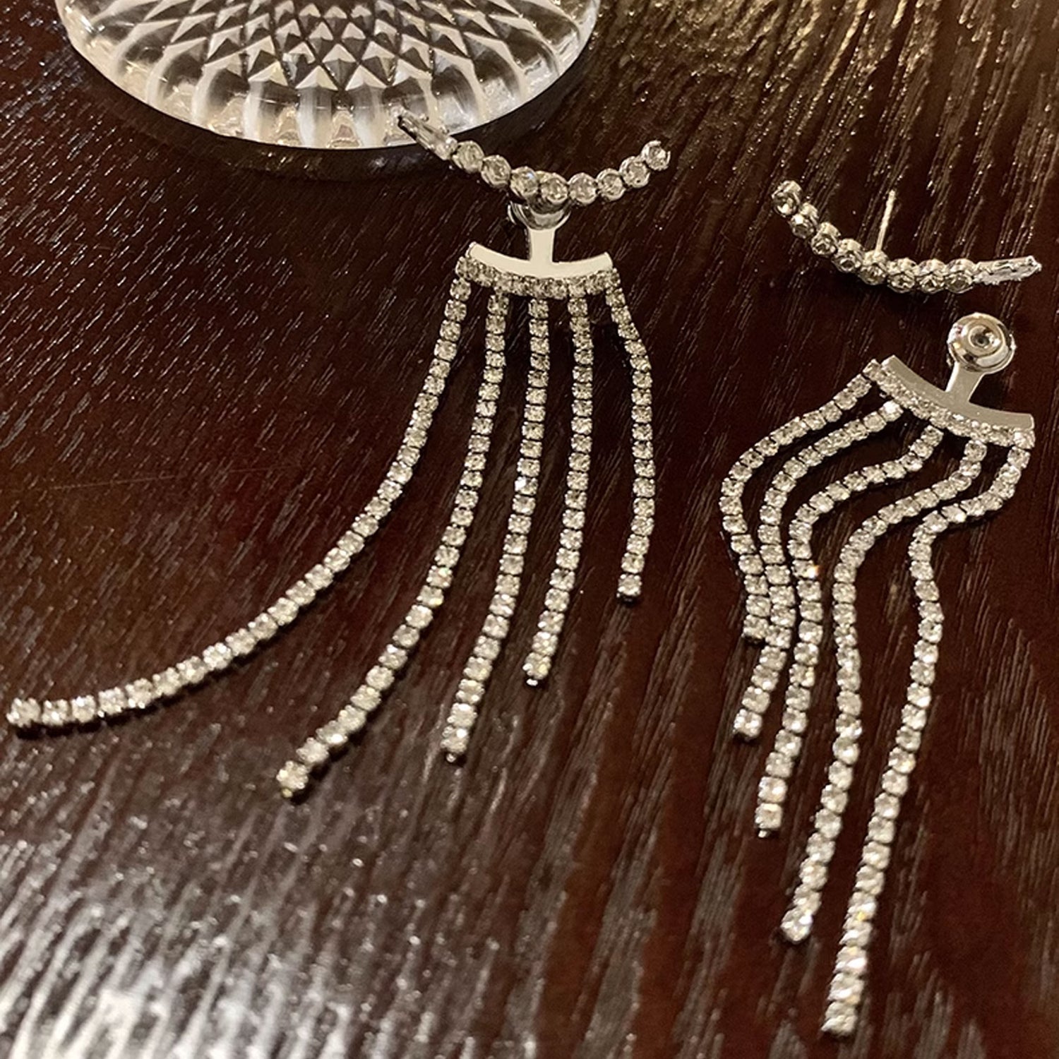 Long Tassel Earrings Fully Adorned 1pair