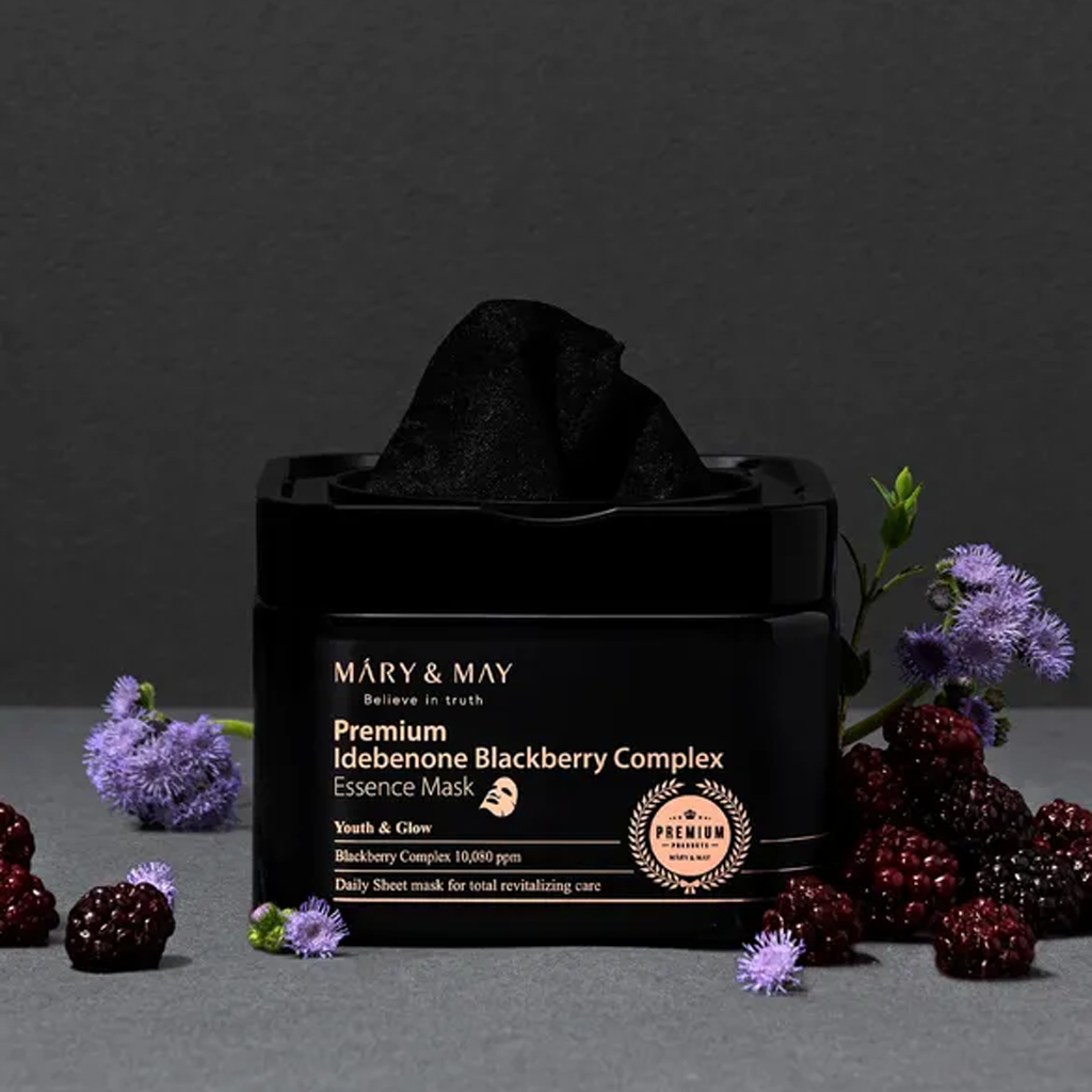 Mary &amp; May Premium Idebenon Blackberry Complex Essence Mask 20 pcs