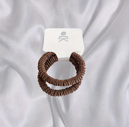 Milk Coffee Brown Elastic Pleated Scrunchie 2 pcs