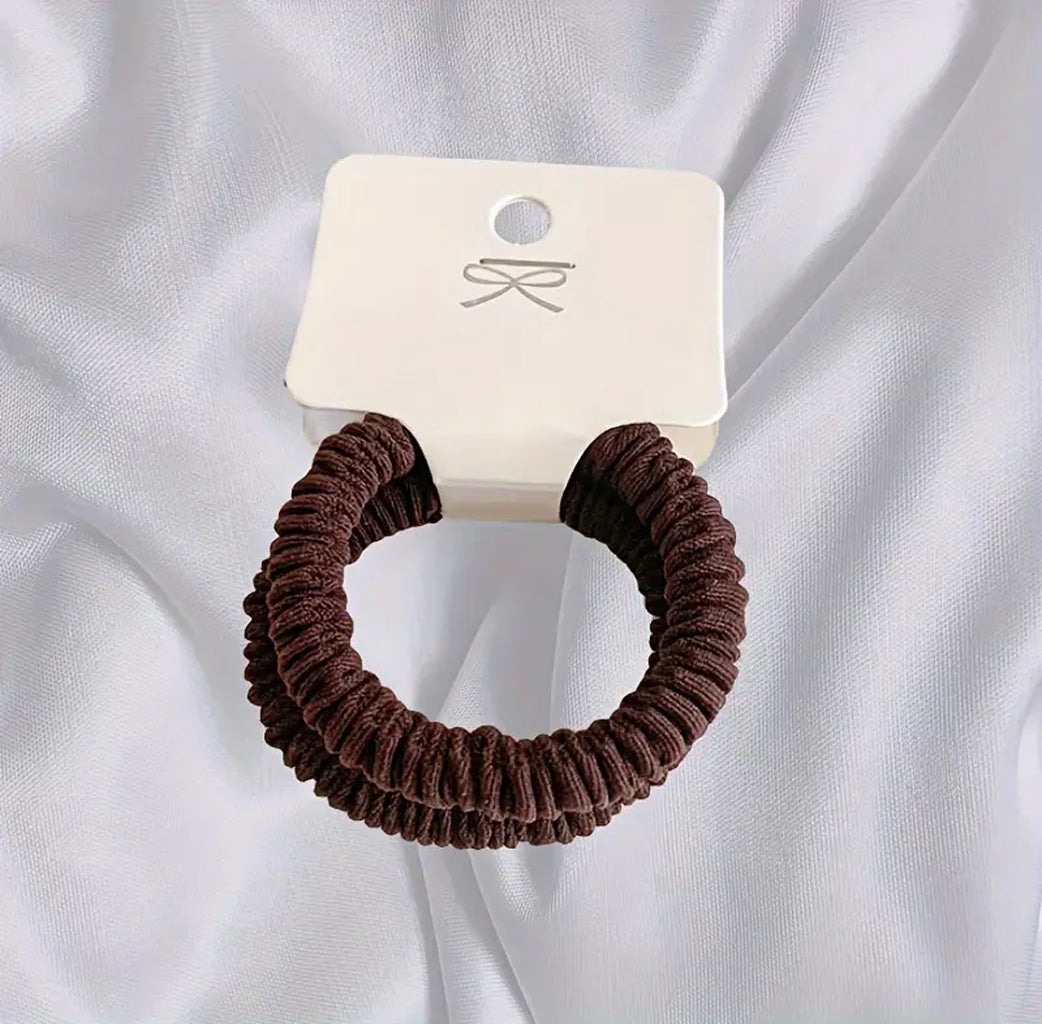 Milk Coffee Brown Elastic Pleated Scrunchie 2 pcs