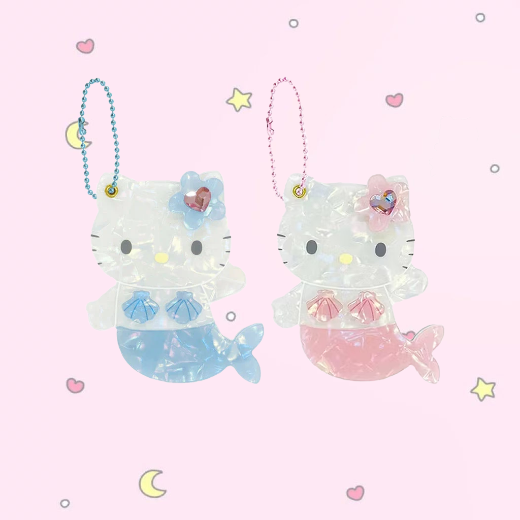 NIC Sanrio Hello Kitty Shell Mirror Keychain Mermaid 1 pc