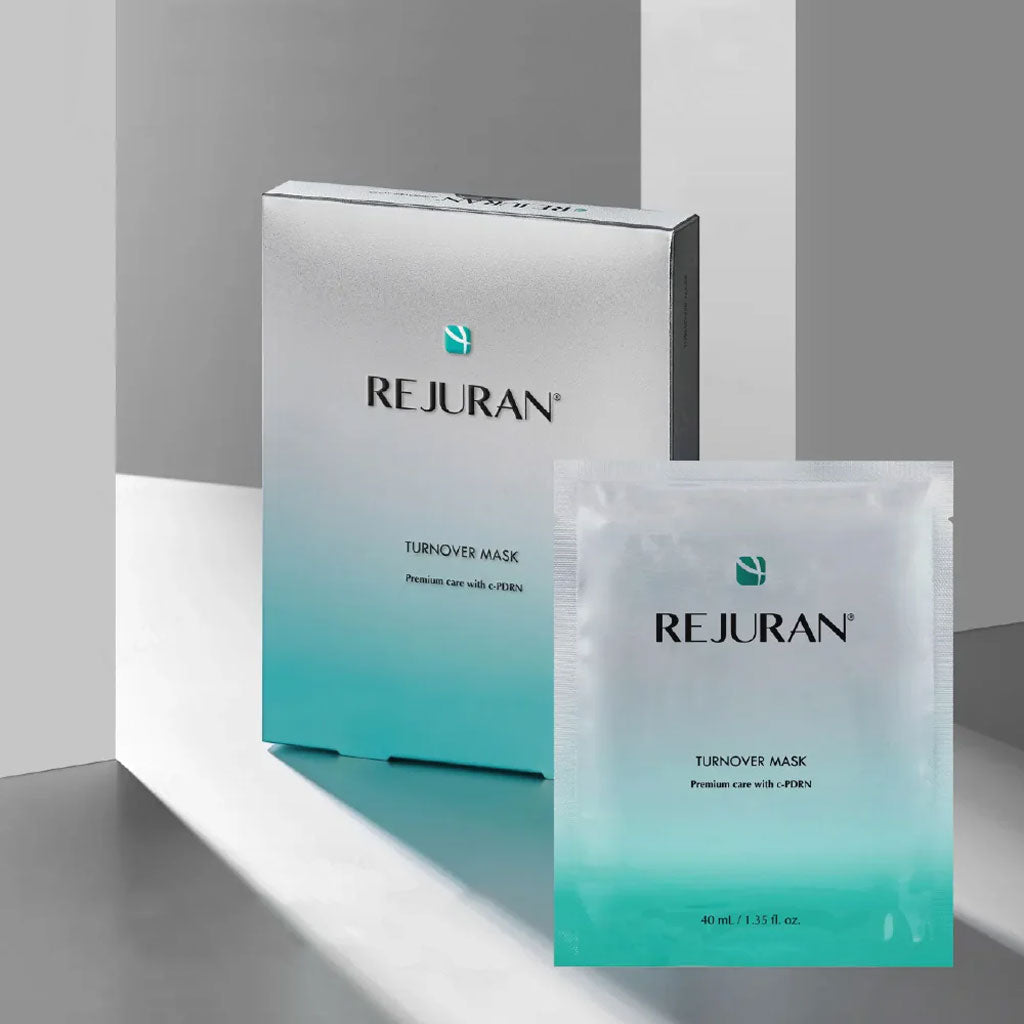 REJURAN cooling mask with aloe vera, adenosine, and c-PDRN for damaged skin.