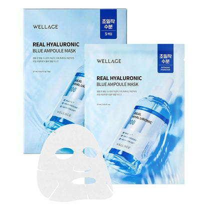 WELLAGE Real Hyaluronic Blue Ampoule Mask 5 Sheets