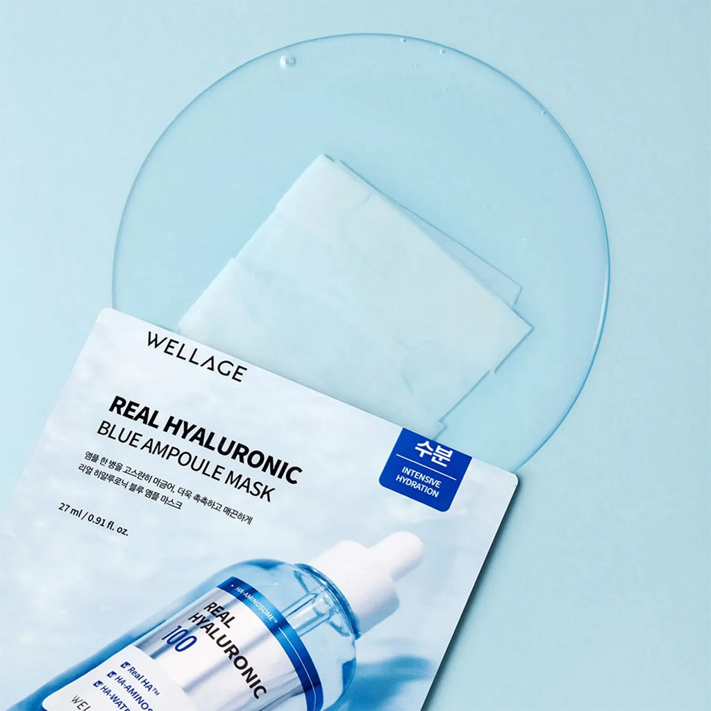 WELLAGE Real Hyaluronic Blue Ampoule Mask 5 Sheets