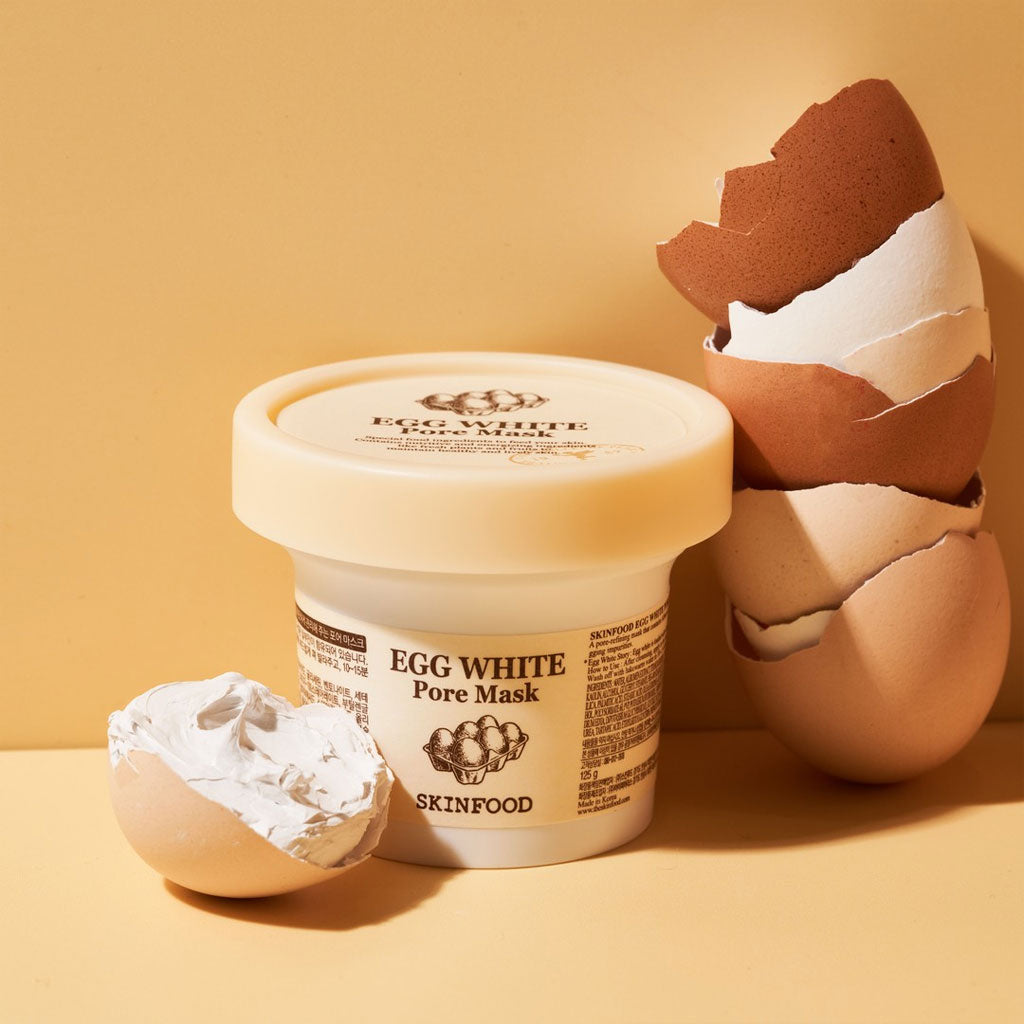 Korean egg white mask for deep pore cleansing and firmer skin, enriched with albumen extract.