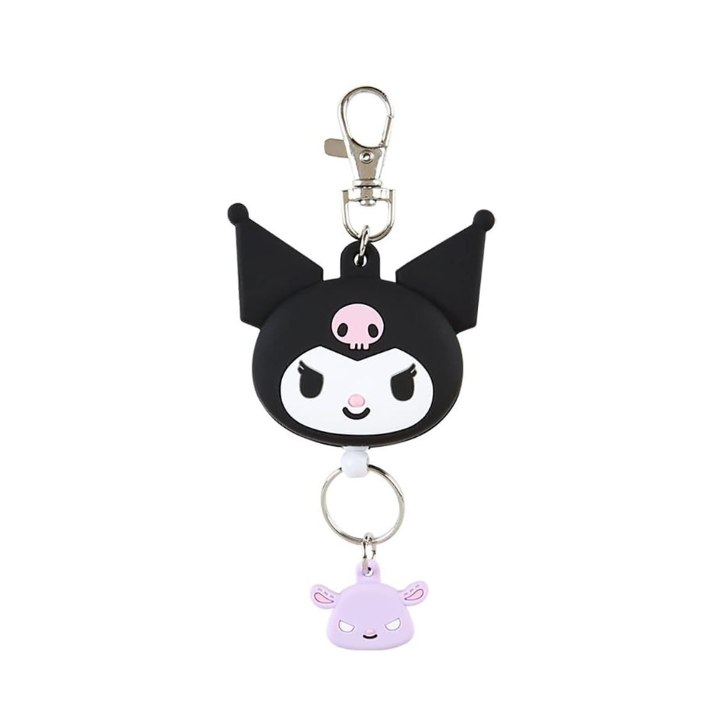 It is a whimsical and functional accessory designed to keep keys or small items easily accessible while showcasing the beloved Sanrio characters.   Kuromi.