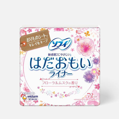 It is designed to provide daily freshness and comfort. These ultra-thin pantyliners offer gentle protection with a light, refreshing floral musk scent. Made with a soft, breathable surface, they are perfect for everyday use, 