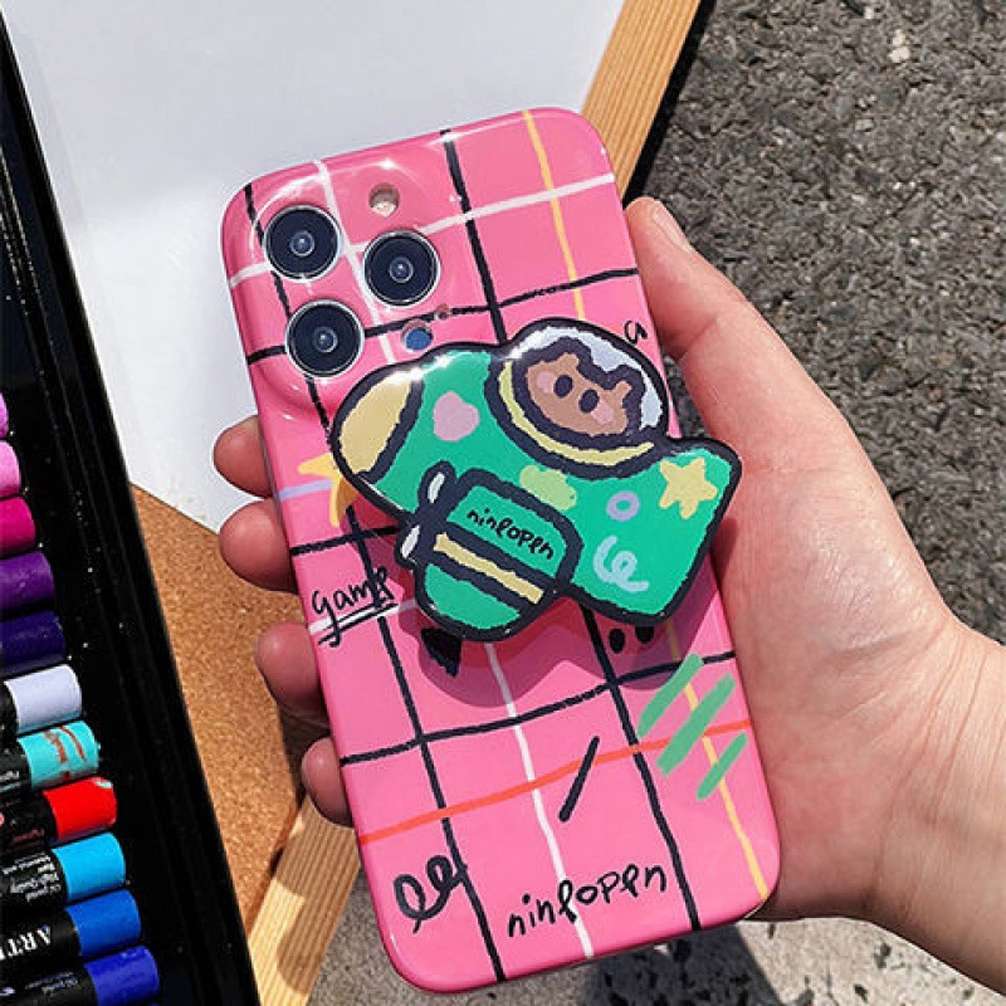 Cute Cartoon Phone Case with Phone Grip Stand Holder